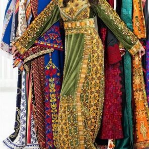 Embroidered Green Velvet Dress